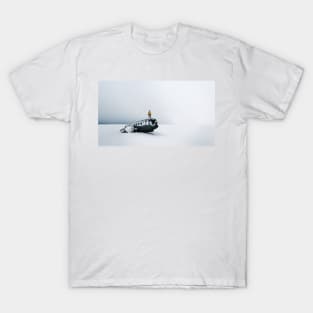 Plane wreck in Iceland with person - Landscape Photography T-Shirt